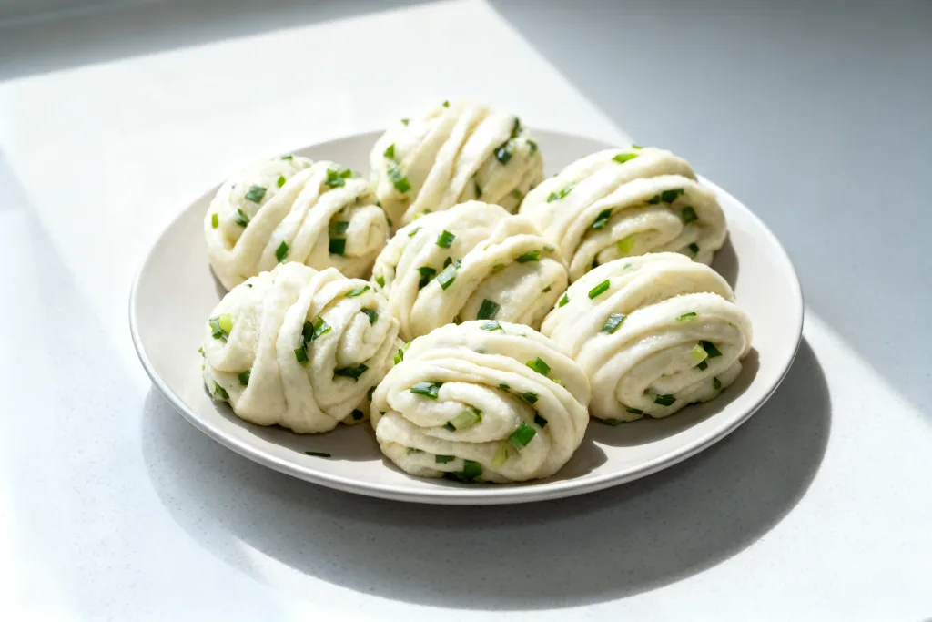 Spring Onion Stuffed Steamed Bun