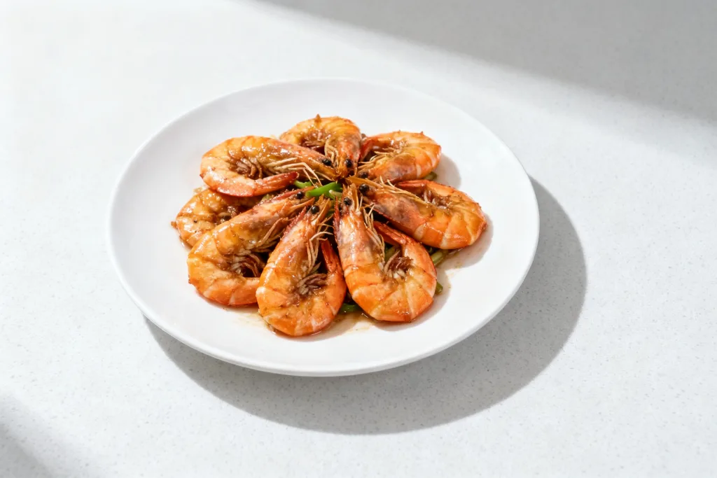 Oil-Blasted Prawns