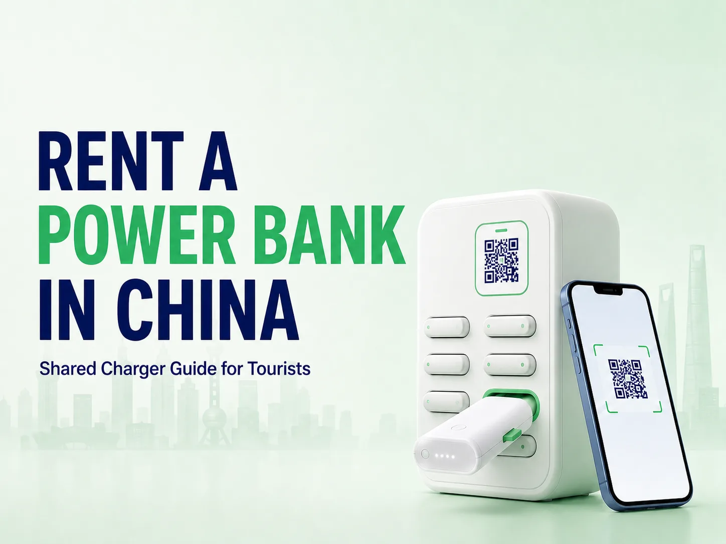 Tourist renting a shared power bank in China with a mobile payment app