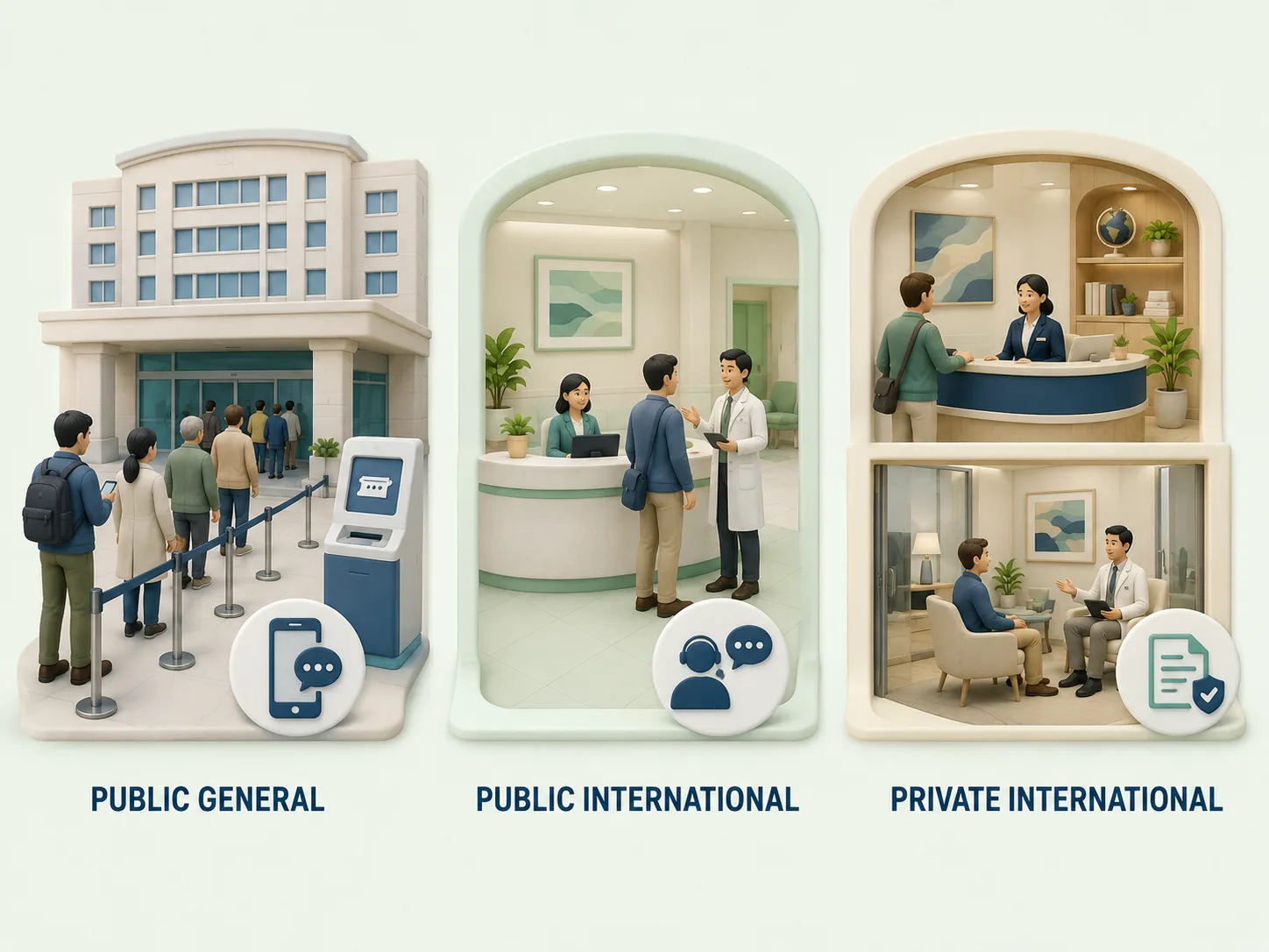 Comparison of public general, public international and private international hospitals in China