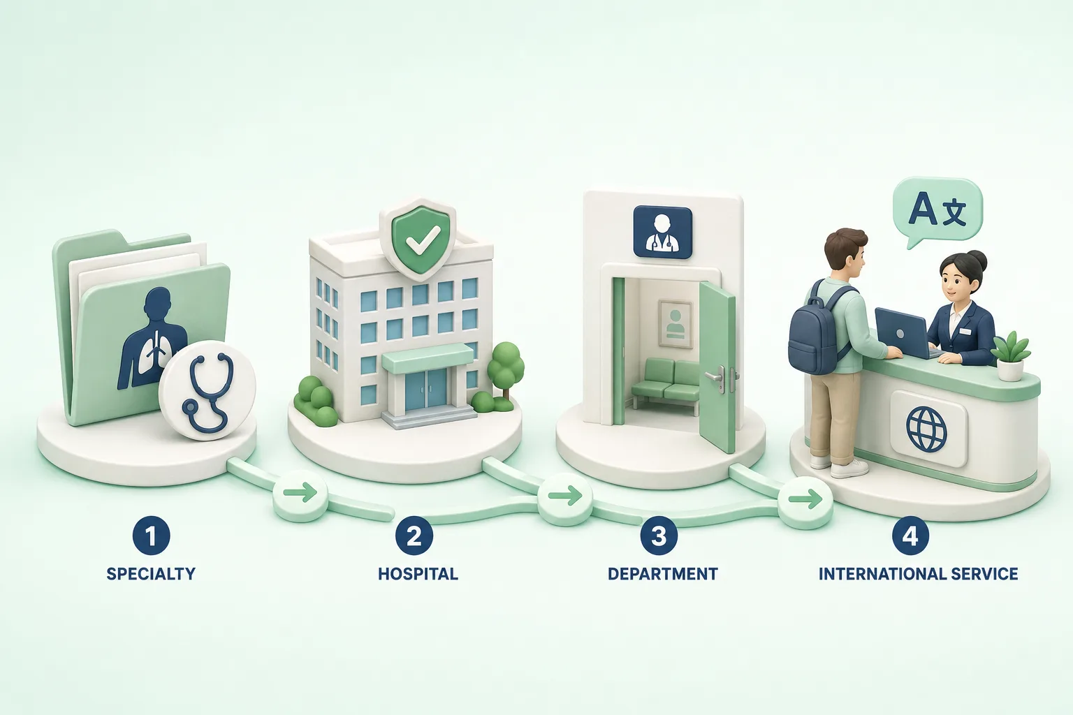 Steps for choosing a specialty, hospital, department and international medical service in China