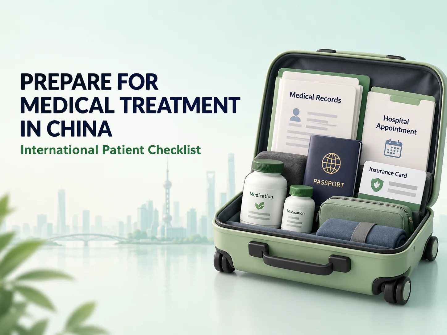 International patient preparing documents and medication for medical treatment in China